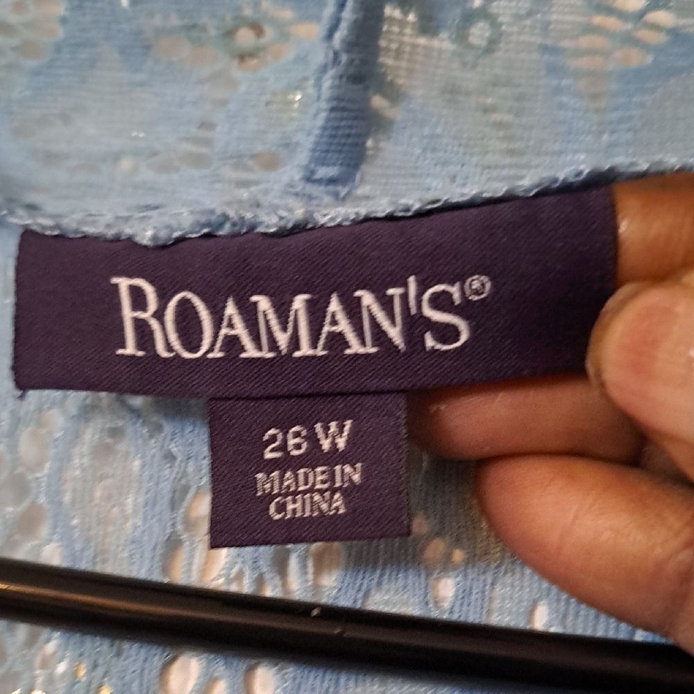 Roaman's Light Blue Lace Robe - Picture 2 of 4